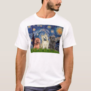 T-shirt Terriers Cairn (trois) - Nuit étoilée