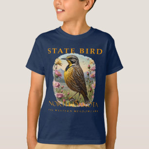 T-shirt Territoire du Dakota du Nord Oiseau Meadowlark occ