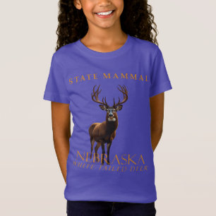 T-Shirt Territoire du Nebraska Mammifère Le Cerf à Queue B