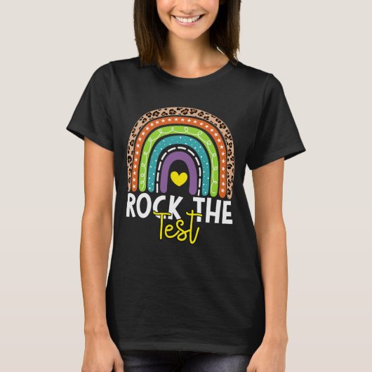 T-shirt Test Day Rock The Test Rainbow Teacher Test Day (Devant)