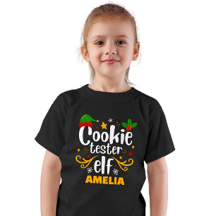 T-Shirt Testeur de biscuits de Noël à typographie Elf Fami