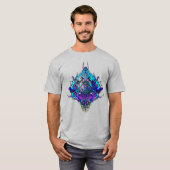 T-shirt Tête Alien - bleu et violet (Devant entier)
