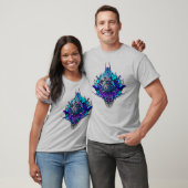 T-shirt Tête Alien - bleu et violet (Unisexe)