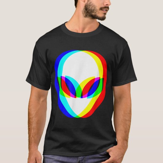 T-shirt Tête Alien Trippy Vaporwave Techno Rave EDM Music (Devant)