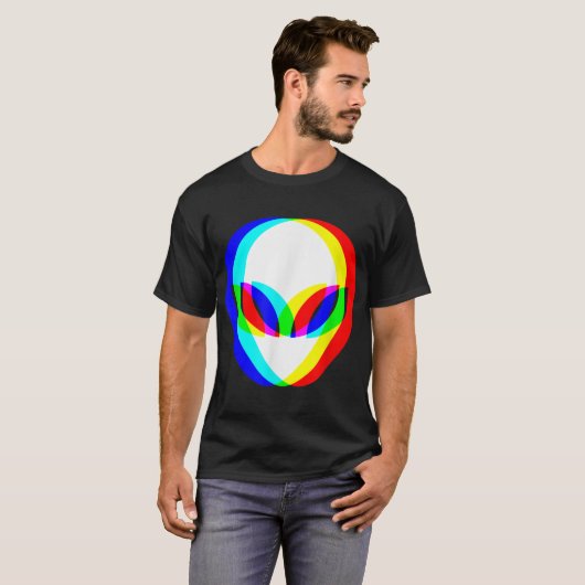 T-shirt Tête Alien Trippy Vaporwave Techno Rave EDM Music (Devant entier)