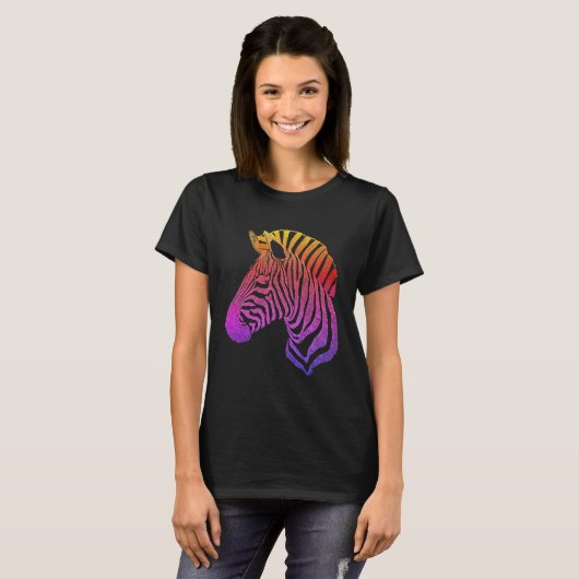 T-shirt Tête arc-en-ciel Zebra (Devant entier)