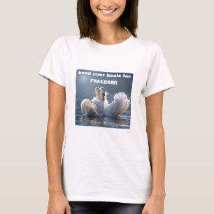 T-shirt Tête au-dessus des talons - cygnes (lumière) T-shi