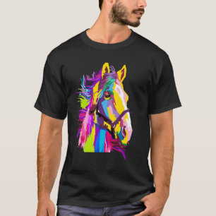 T-shirt Tête colorée de cheval style Pop