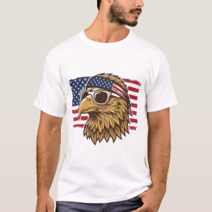 T-shirt Tête d'aigle patriotique Gravure vintage Graphique