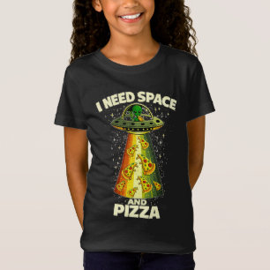 T-Shirt Tête d'alien drôle mangeant une pizza UFO Extrater