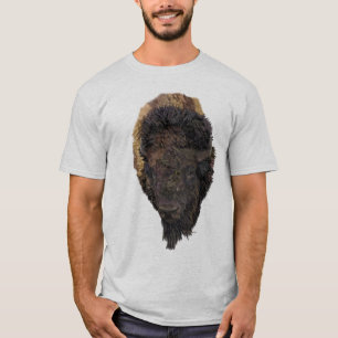 T-shirt Tête de Bison Américain Détaillée Faune Occidental