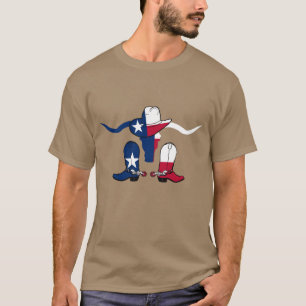 T-shirt Tête de boeuf de drapeau du Texas avec le