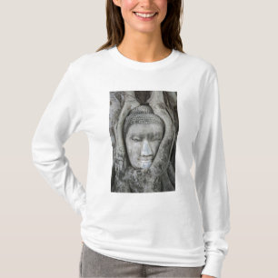 T-shirt Tête de Bouddha en grès entourée d'un arbre