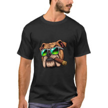Tête de Bouledogue Cool avec cigare et lunettes de