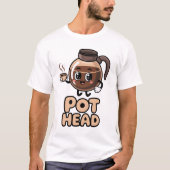 T-shirt Tête de cafetière Mignon Kawaii Café Cadeau drôle  (Devant)