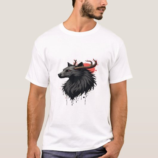 T-shirt "Tête de cerf avec lune derrière - Tee graphique a (Devant)