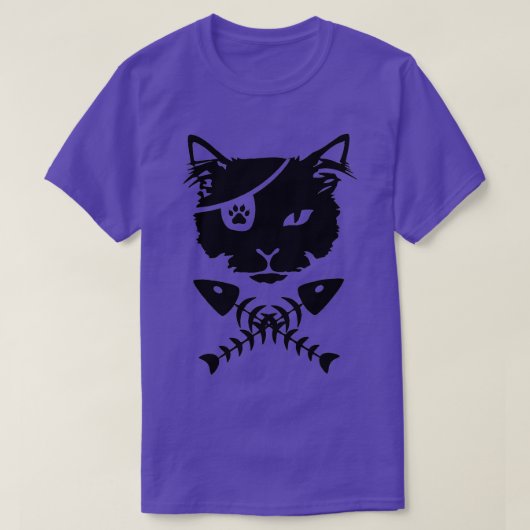 T-shirt Tête de chat avec os de poisson (Design devant)