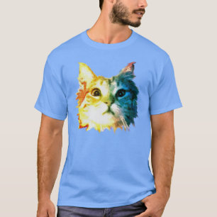 T-shirt Tête de chat d'arc-en-ciel