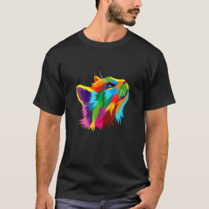 T-shirt Tête de chat mignonne abstraite colorée chaton cha