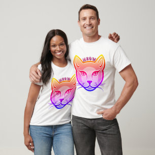 T-shirt Tête de chat néon