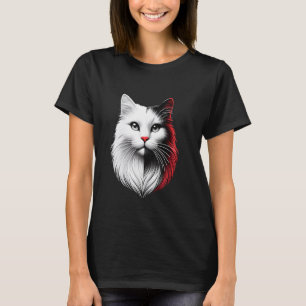 T-shirt Tête de chat noir et blanc