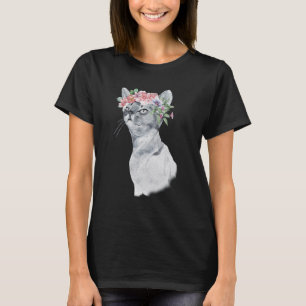 T-shirt Tête de chat sauvage floral Costume d'esprit anima