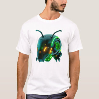 T-shirt Tête de chenille robotique néon flottant