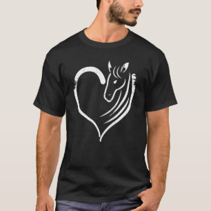 T-shirt Tête de cheval à l'intérieur du cœur Femmes Dames
