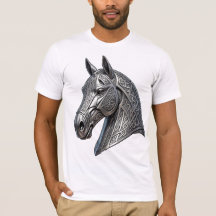 Tête de cheval argentée celtique majestueuse avec