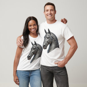T-shirt Tête de cheval argentée celtique majestueuse avec