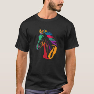 T-shirt Tête de cheval d'amour mignonne et colorée pour ho