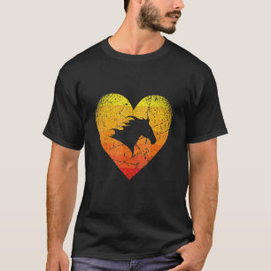 T-shirt tête de cheval vue de côté à droite cœur vintage r
