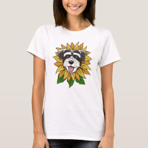 T-shirt Tête de chien Schnauzer sur un tournesol