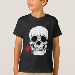 T-shirt Tête de Crâne Visage Rose Rouge Rock N Roll Cool S