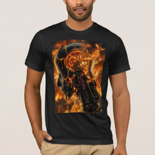 T-shirt Tête de cyborg enflammée Graphisme de phénix arden
