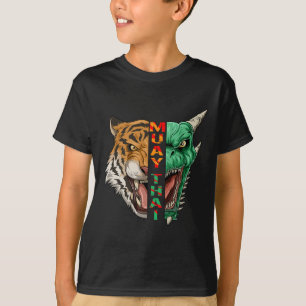 T-shirt Tête de dragon et de tigre - Cadeau Muay Thai et k