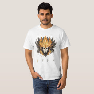 T-shirt Tête de flamme mystique avec runes antiques