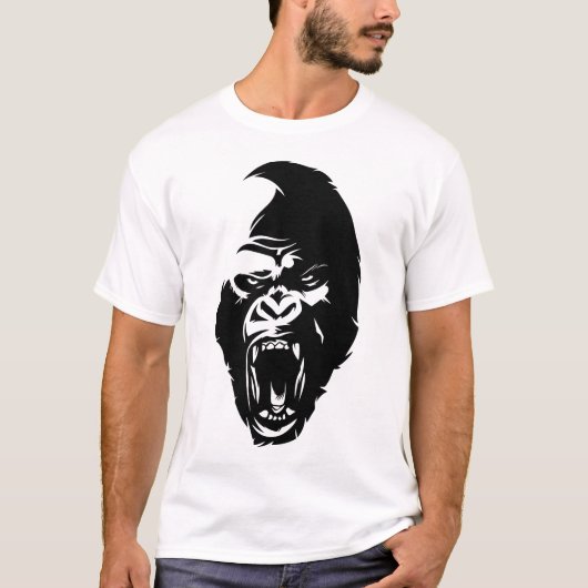 T-shirt Tête de Gorilla furieuse - Design noir (Devant)