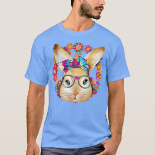 T-shirt Tête De Lapin Avec Lunettes Violettes Mignonne Lap