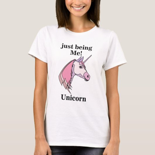 T-shirt Tête de licorne rose violet (Devant)