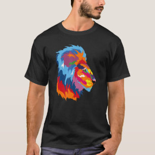 T-shirt Tête De Lion Aux Couleurs Lumineuses