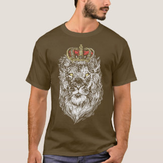 T-shirt Tête de lion avec Couronne d'or Big Chat Lover Wil