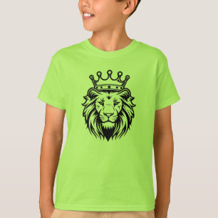 T-shirt Tête de lion avec silhouette de couronne - Noir 1