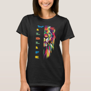 T-shirt Tête de lion colorée de style pop faune cool