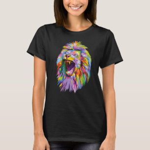 T-shirt tête de lion colorée pop pour lions