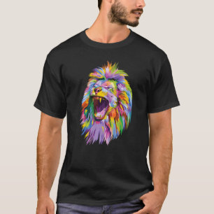 T-shirt tête de lion colorée pop pour lions