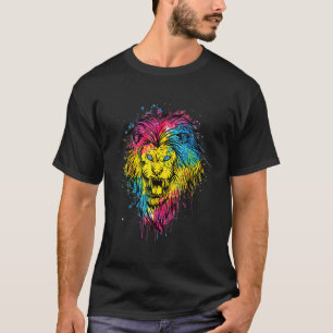 T-shirt Tête de lion cool avec couleur vive 5