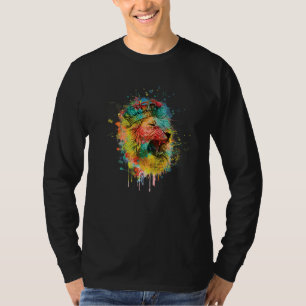 T-shirt Tête de lion cool avec des couleurs vives 6