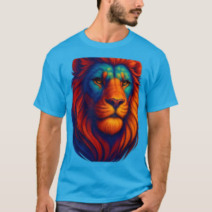 T-shirt tête de lion flamboyant réaliste à cshrt hommes pu