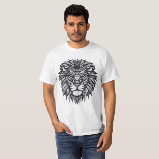 T-shirt Tête de lion géométrique (Devant entier)